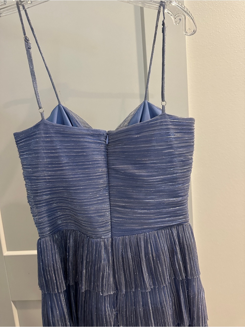 Gianni Bini Grace Metallic Plisse Sweetheart Neck cut-out tiered dress - Picture 8 of 8